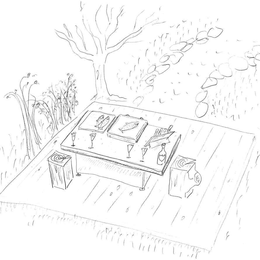 Zeichnung der Gartenküche 